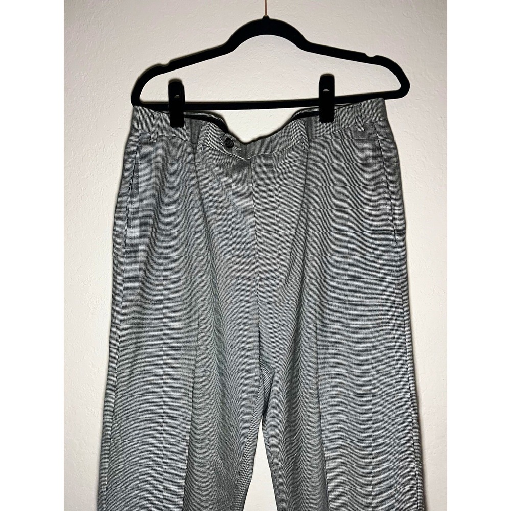 Lauren Ralph Lauren Total Comfort Gray Wool Herringbone Flat Front Pants 36x34